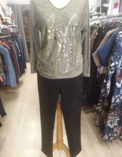 Pull fantaisie kaki